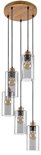 RABALUX 72125 Tanno závěsné svítidlo 5xE27 D250mm imitace dřeva, kouřová