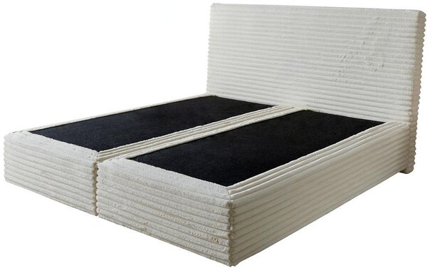 DELIFE Boxspring postel Dream-Well plyšový manšestr béžová 180×200 cm bez nohou