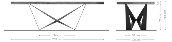 DELIFE Jídelní stůl Edge 260x100 akácie přírodní Spider plochá ocel černá Live-Edge