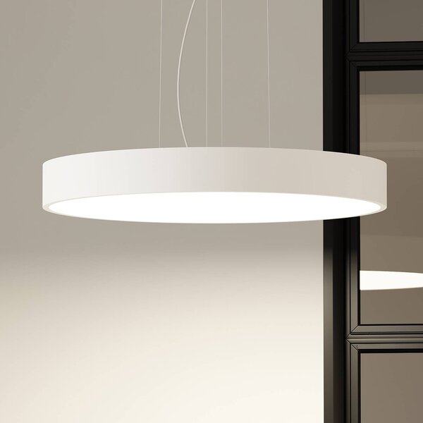 Arcchio Závěsné svítidlo LED Noabelle, Ø 80 cm, bílé, kovové, stmívatelný, Bílá / opál, Kuchyň, kov, Moderní
