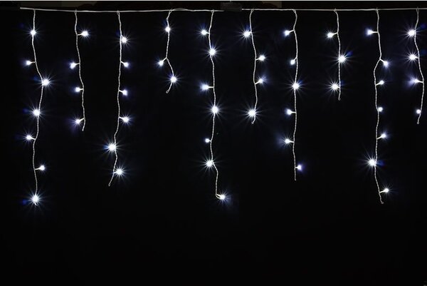 Vnitřní LED vánoční závěs - studená bílá, stále svítící, 2,5m, 105 LED, propojovatelný