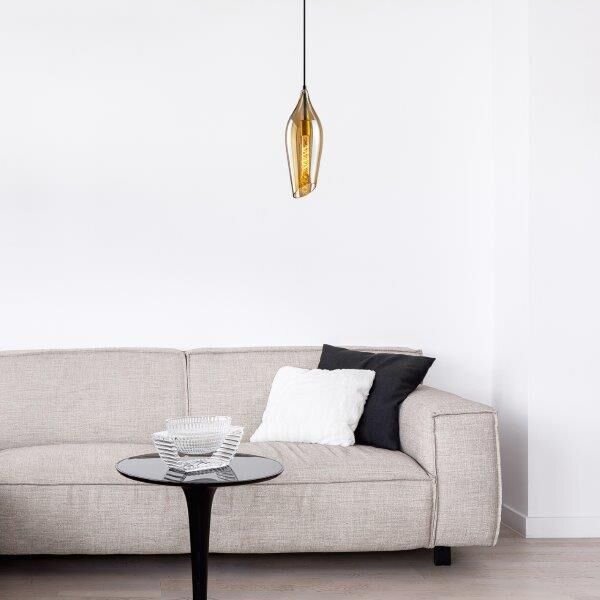 RABALUX 72201 Bellini závěsné svítidlo 1xE27 D140mm černá, jantarová