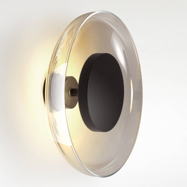 MARSET Nástěnné svítidlo Aura LED, Ø 25 cm, kouřově šedé, stmívatelný, Hliník / šedá / zinek, Obývací pokoj / jídelna, Sklo, Design