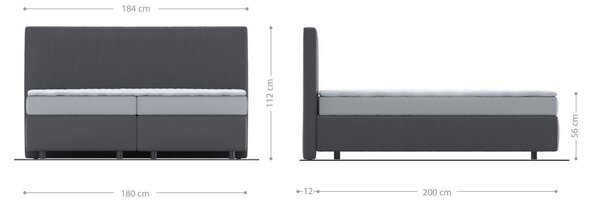 DELIFE Boxspring postel Dream-Well 180x200 cm mikrovlákno šedá s matrací a topperem