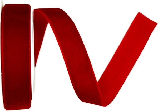 Stuha sametová VELUTTO CLASSIC RED červená 15mm x 1m (15,-Kč/m)