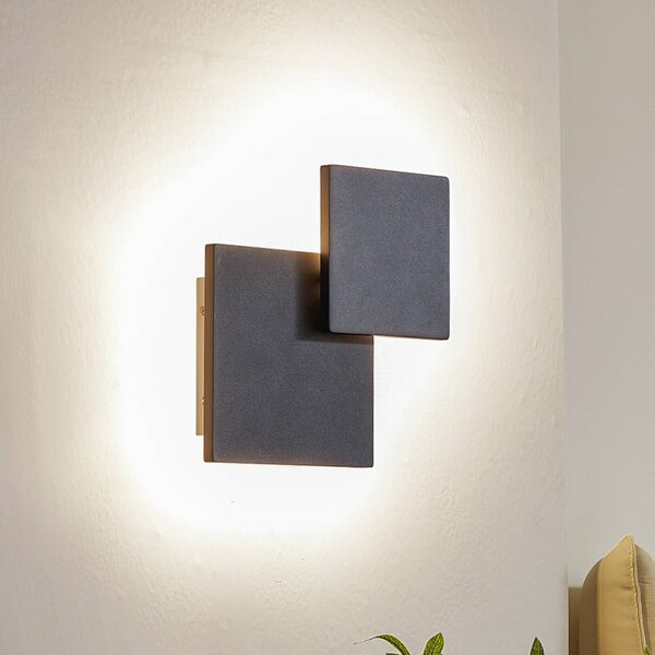 Lucande Nástěnné LED svítidlo Elrik, černé, výška 27 cm, kovové, Černá, Chodba, kov, Moderní