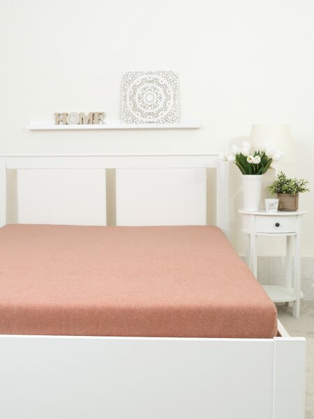 Froté prostěradlo do postýlky 60 × 120 cm - terakota