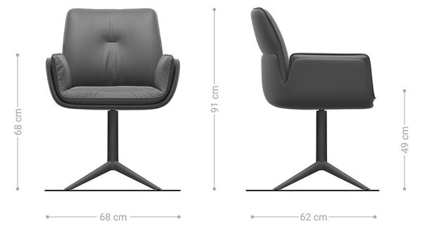 DELIFE Jídelní židle Nela-Flex kombinace materiálů tmavě béžová podnož ve tvaru kříže grafitová 360° otočná houpací funkce