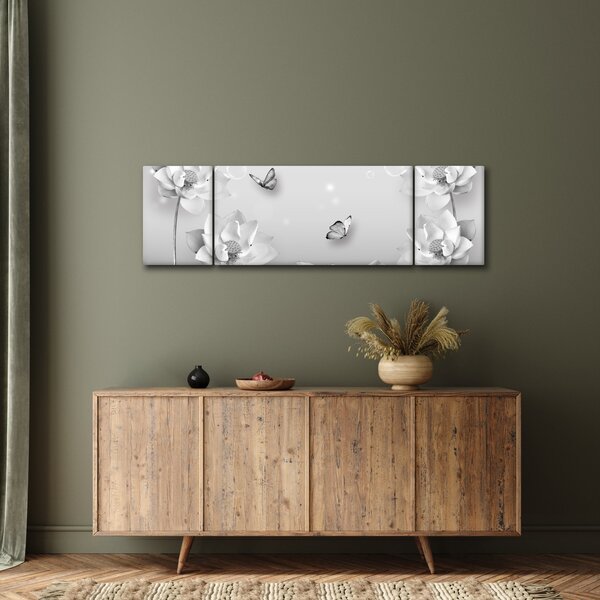 Obraz - Květinový design s motýlky (170x50 cm)
