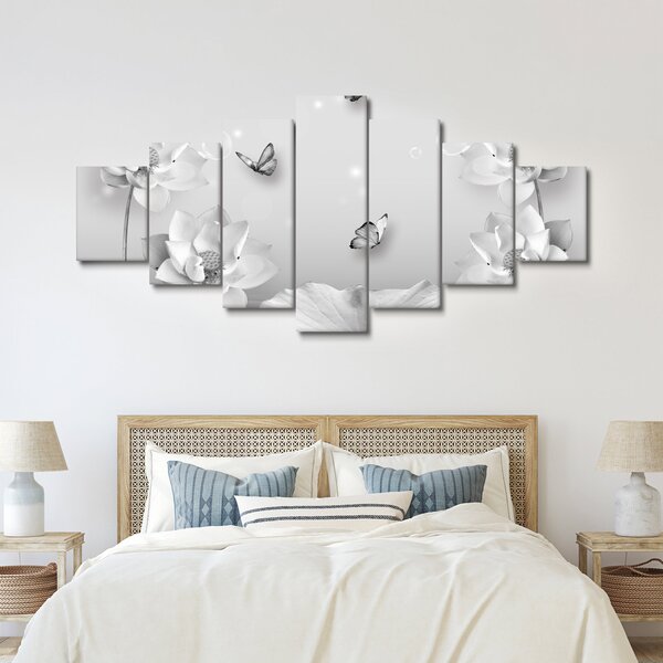 Obraz - Květinový design s motýlky (210x100 cm)