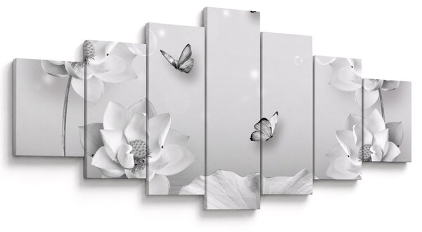 Obraz - Květinový design s motýlky (210x100 cm)