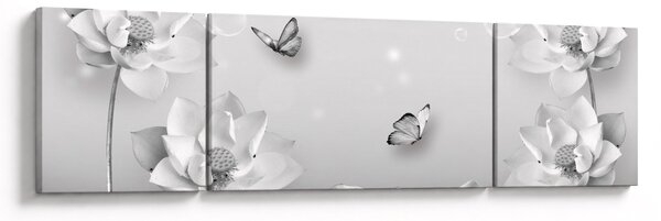 Obraz - Květinový design s motýlky (170x50 cm)