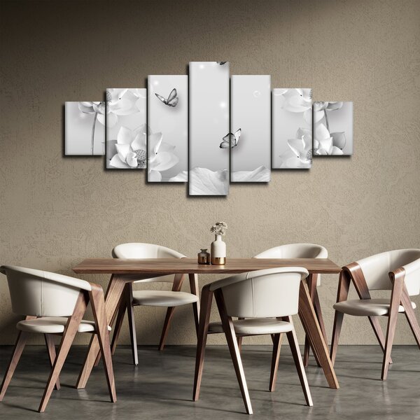 Obraz - Květinový design s motýlky (210x100 cm)