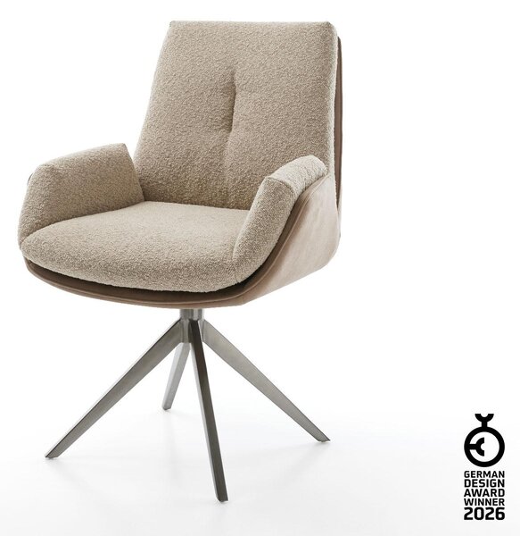 DELIFE Jídelní židle Clea-Flex kombinace materiálů tmavě béžová křížová podnož široká grafitová 360° otočná houpací funkce