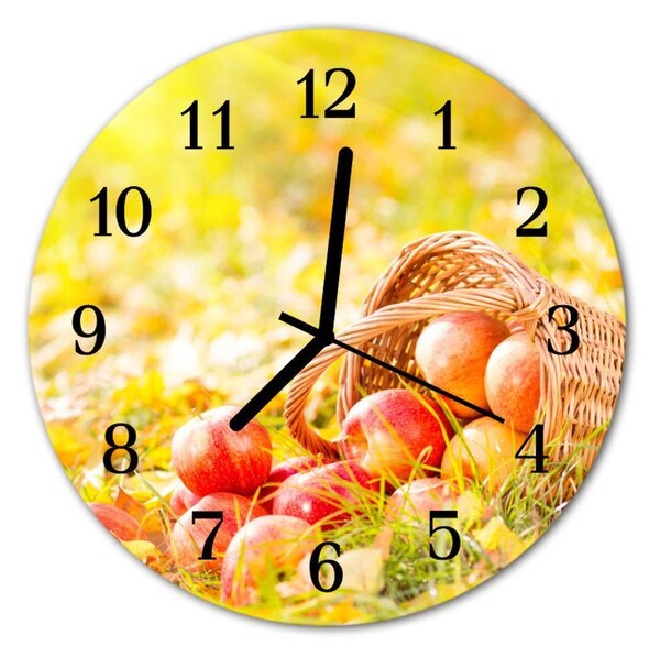 Nástenné skleněné hodiny jablka fi 30 cm