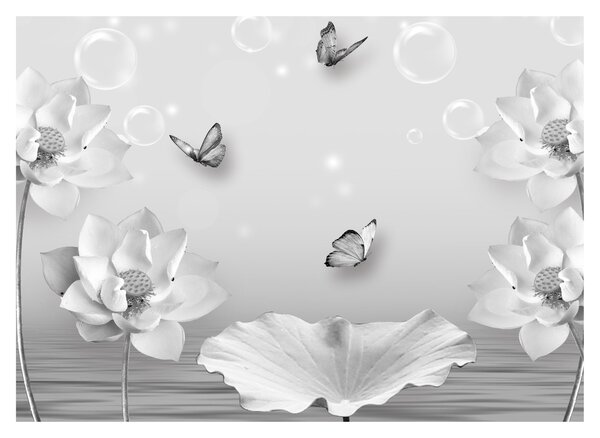 Obraz - Květinový design s motýlky (70x50 cm)