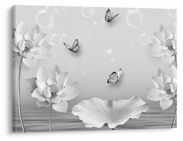 Obraz - Květinový design s motýlky (70x50 cm)