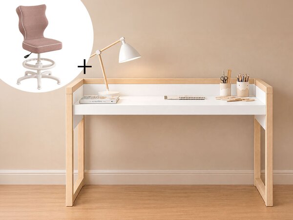 Dětský rostoucí stůl STOLLY se dvěma výškami stolu + ergonomická židle STARORŮŽOVÁ Zvolte rozměr židle: dítě 119 - 142 cm (výška stolu 71 - 82 cm)