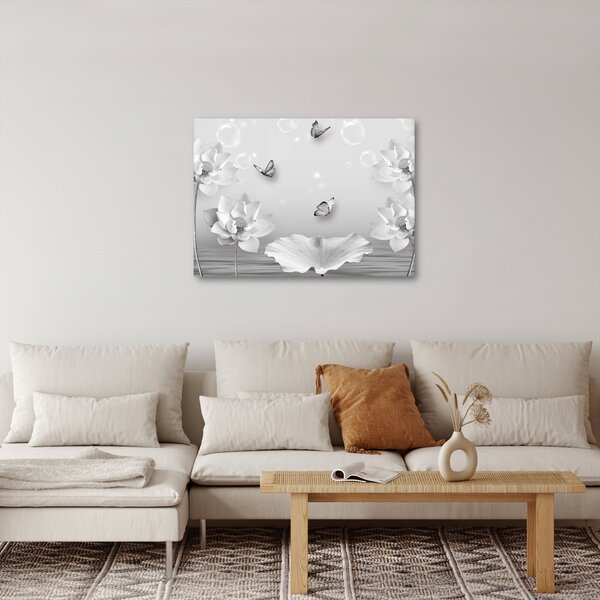Obraz - Květinový design s motýlky (70x50 cm)