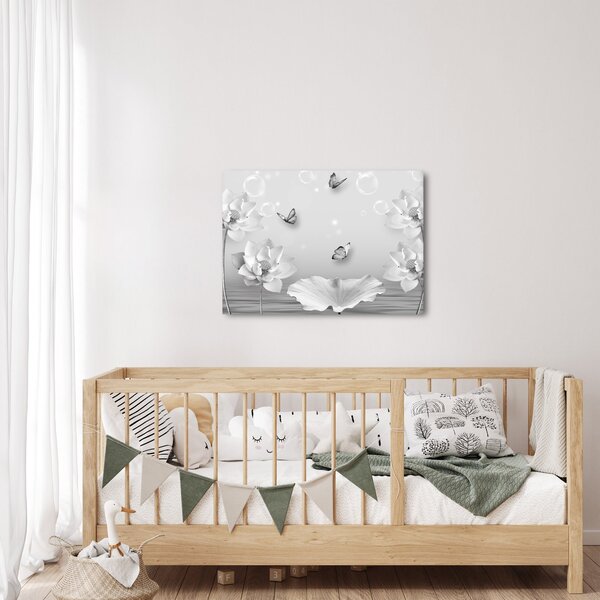 Obraz - Květinový design s motýlky (70x50 cm)