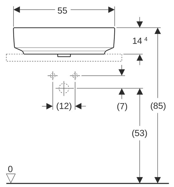 Geberit Variform umyvadlo 55x40 cm obdélníkový na pult bílá lesk 500.779.01.2