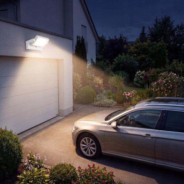 Smart LED LED venkovní nástěnná lampa 3CCT 12-24W 2400Lm IP54 bílá, senzor pohybu