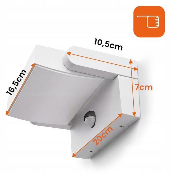 Smart LED LED venkovní nástěnná lampa 3CCT 12-24W 2400Lm IP54 bílá, senzor pohybu