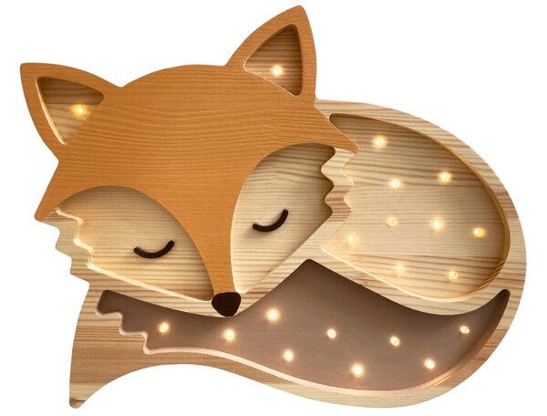 Peekaboo Oranžová dřevěná dětská LED lampa Liška 36 cm