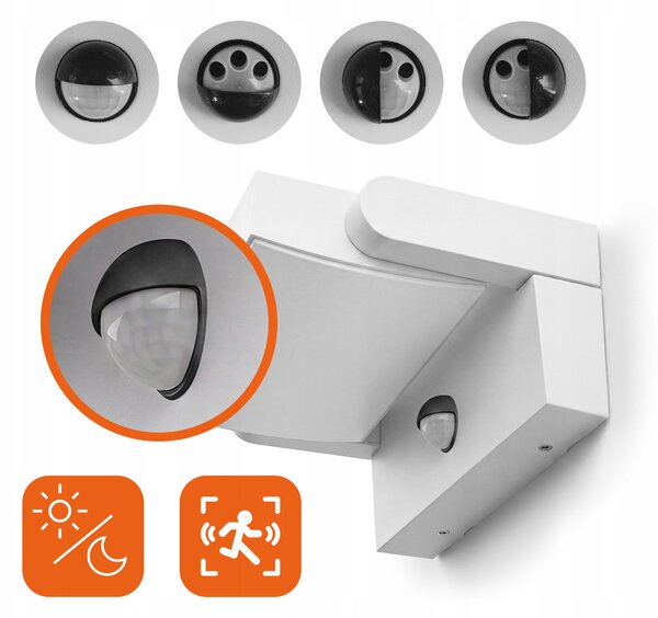 Smart LED LED venkovní nástěnná lampa 3CCT 12-24W 2400Lm IP54 bílá, senzor pohybu