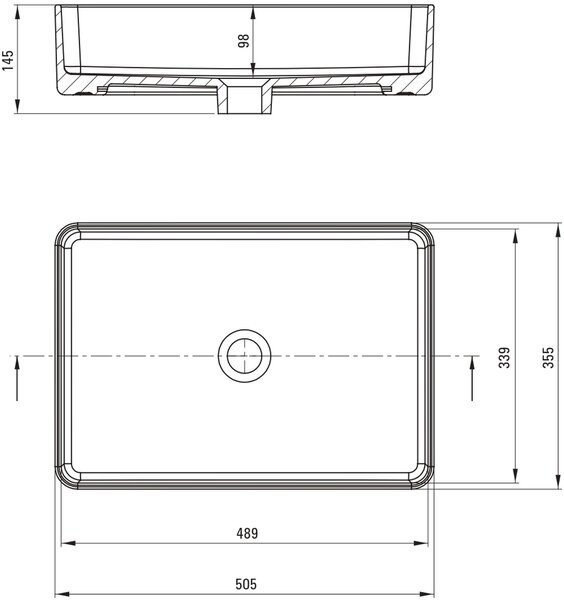 Deante Square umyvadlo 50.5x35.5 cm obdélníkový na pult bílá lesk CGS_6U5S