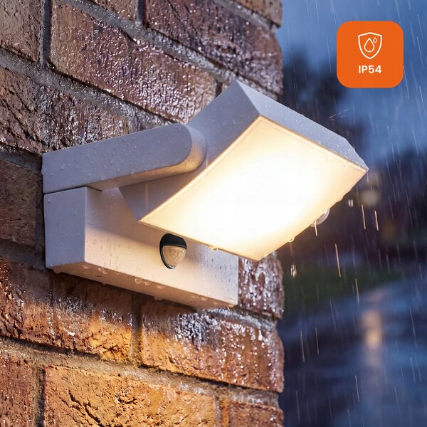Smart LED LED venkovní nástěnná lampa 3CCT 12-24W 2400Lm IP54 bílá, senzor pohybu