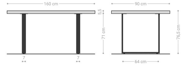 DELIFE Jídelní stůl Edge 160x90 XL akácie přírodní tenká podnož černá Live-Edge