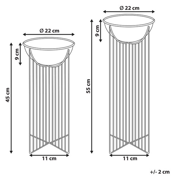 Sada 2 vyvýšených květináčů FICARIA Kov 22 cm Černá