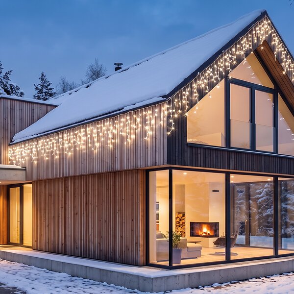 SOLIGHT LED vánoční závěs rampouchy, 200 LED, 10m, IP44, teplá bílá