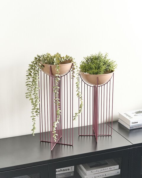 Sada 2 vyvýšených květináčů FICARIA Kov 22 cm Růžová
