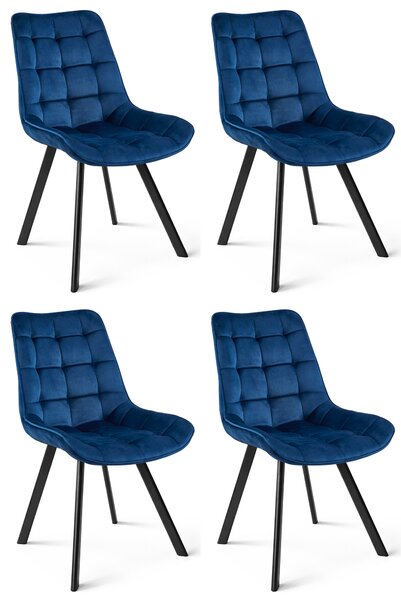 Jídelní židle SORIA VELVET s černými nohami, modrá