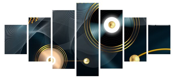 Obraz - Zlaté kruhy (210x100 cm)