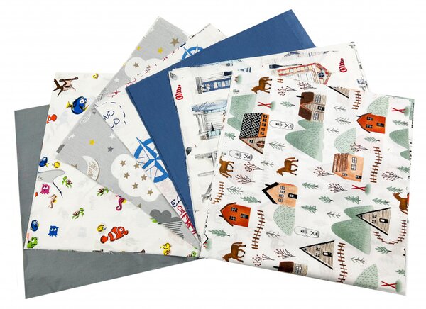 Sada látek bavlna na patchwork cca 35x35 cm - mix