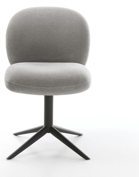 DELIFE Jídelní židle Nube-Flex strukturovaná látka Měkký šedá křížová podnož černá 360° otočný houpací funkce taštičkové pružiny