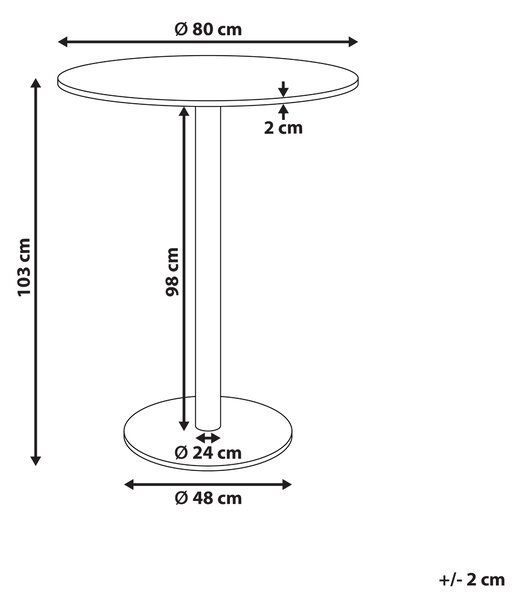 Barový stůl MORELLA Světle hnědá/Bílá 80 cm 80 cm