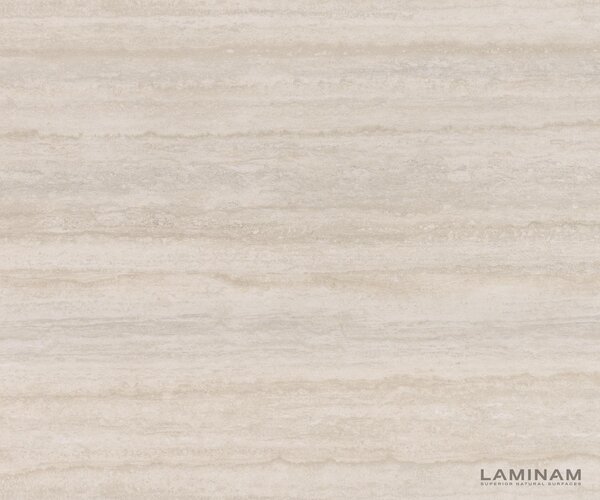 DELIFE TV stolek Cuor 150 cm keramika Laminam® Travertino Bianco krémově bílá 1 výklopná dvířka 1 zásuvka závěsný
