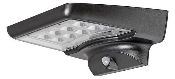 RABALUX 77014 Moselle solární nástěnné svítidlo LED 4W/300lm 4000K IP44 černá, průhledná, soumrakový a pohybový senzor