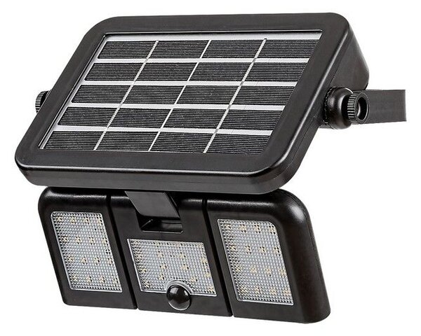 RABALUX 77020 Lihull solární nástěnné svítidlo LED 9,6W/500lm 4000K IP44 černá, průhledná, soumrakový a pohybový senzor