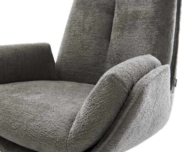 DELIFE Jídelní židle Clea-Flex bouclé měkký tmavě béžová dřevěná podnož hranatý přírodní 180° otočný