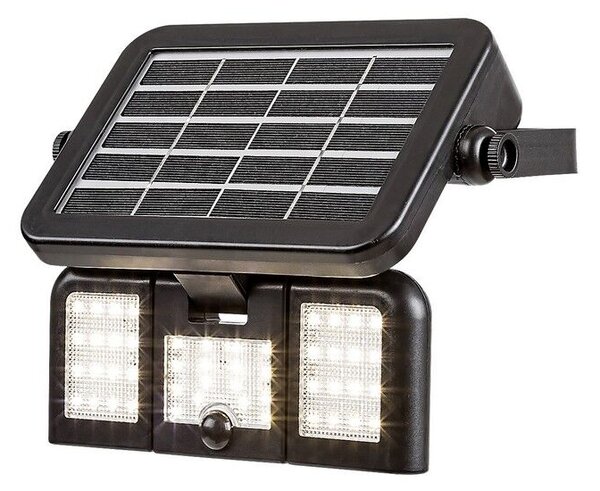 RABALUX 77020 Lihull solární nástěnné svítidlo LED 9,6W/500lm 4000K IP44 černá, průhledná, soumrakový a pohybový senzor