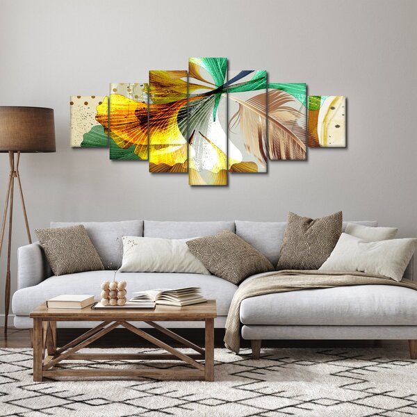 Obraz - Listy s peříčkem (210x100 cm)