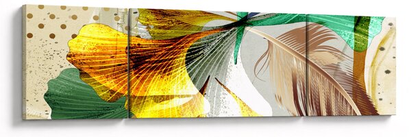Obraz - Listy s peříčkem (170x50 cm)