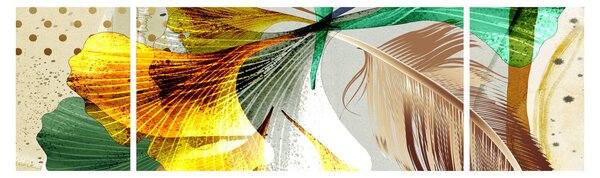 Obraz - Listy s peříčkem (170x50 cm)