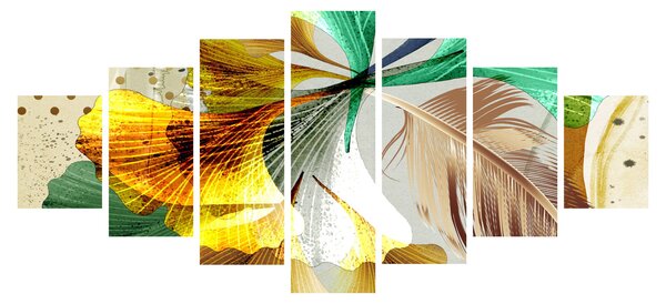 Obraz - Listy s peříčkem (210x100 cm)