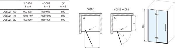 Ravak Cool! sprchové dveře 100 cm sklopné černá matný/průhledné sklo X0VVAC300Z1